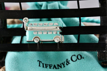 Load image into Gallery viewer, Tiffany &amp; Co. Blue Enamel Silver Double Decker Bus Charm Pendant
