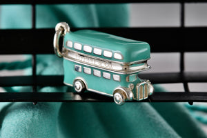 Tiffany & Co. Blue Enamel Silver Double Decker Bus Charm Pendant