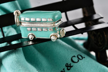 Load image into Gallery viewer, Tiffany &amp; Co. Blue Enamel Silver Double Decker Bus Charm Pendant
