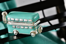 Load image into Gallery viewer, Tiffany &amp; Co. Blue Enamel Silver Double Decker Bus Charm Pendant
