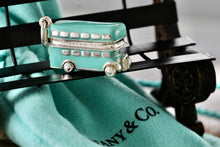 Load image into Gallery viewer, Tiffany &amp; Co. Blue Enamel Silver Double Decker Bus Charm Pendant
