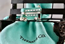 Load image into Gallery viewer, Tiffany &amp; Co. Blue Enamel Silver Double Decker Bus Charm Pendant
