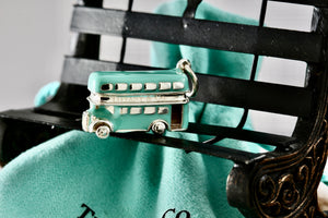 Tiffany & Co. Blue Enamel Silver Double Decker Bus Charm Pendant