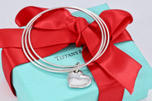 Load image into Gallery viewer, Tiffany &amp; Co. Silver Double Heart Cutout Charm Triple Interlocking Bangle Bracelet
