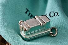 Load image into Gallery viewer, Tiffany &amp; Co. Blue Enamel Silver Double Decker Bus Charm Pendant

