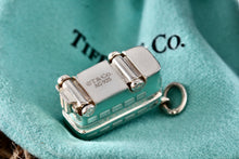 Load image into Gallery viewer, Tiffany &amp; Co. Blue Enamel Silver Double Decker Bus Charm Pendant
