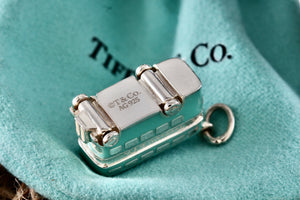 Tiffany & Co. Blue Enamel Silver Double Decker Bus Charm Pendant