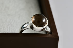 Sterling Silver Smokey Quartz Gumdrop Ring Size 7