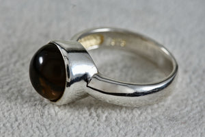 Sterling Silver Smokey Quartz Gumdrop Ring Size 7