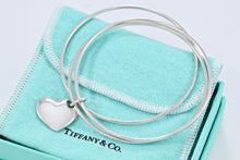 Load image into Gallery viewer, Tiffany &amp; Co. Silver Double Heart Cutout Charm Triple Interlocking Bangle Bracelet
