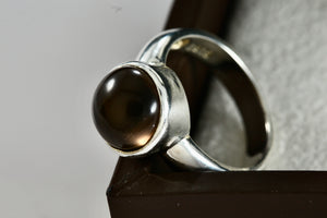 Sterling Silver Smokey Quartz Gumdrop Ring Size 7