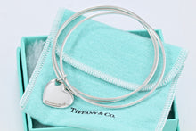 Load image into Gallery viewer, Tiffany &amp; Co. Silver Double Heart Cutout Charm Triple Interlocking Bangle Bracelet
