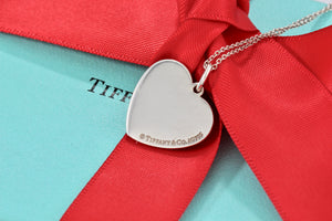 Tiffany & Co. Silver Heart Beaded Edge Pendant Necklace