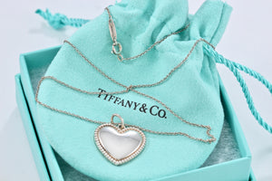 Tiffany & Co. Silver Heart Beaded Edge Pendant Necklace