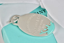 Load image into Gallery viewer, Return To Tiffany &amp; Co Silver Large Blue Enamel Splash Oval Pendant
