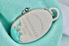 Load image into Gallery viewer, Return To Tiffany &amp; Co Silver Large Blue Enamel Splash Oval Pendant
