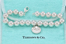 Load image into Gallery viewer, Tiffany &amp; Co. Paloma Picasso Silver Graffiti &quot;LOVE&quot; Circle Tag 8mm Bead Bracelet
