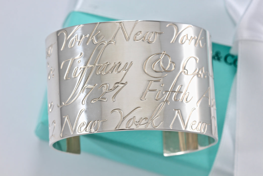Tiffany & Co. Silver Notes Wide Cuff Bracelet