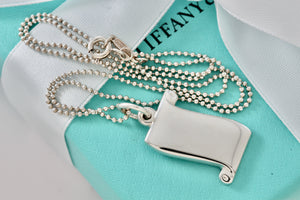 Tiffany & Co. Silver Scroll Pendant Beaded Chain 18" Necklace