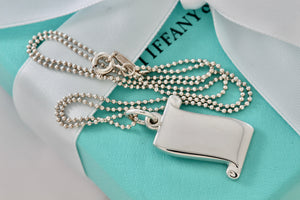 Tiffany & Co. Silver Scroll Pendant Beaded Chain 18" Necklace