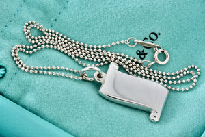 Tiffany & Co. Silver Scroll Pendant Beaded Chain 18" Necklace