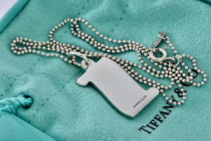 Tiffany & Co. Silver Scroll Pendant Beaded Chain 18" Necklace