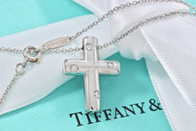 Load image into Gallery viewer, Tiffany &amp; Co. Platinum Diamond Etoile Cross Pendant Necklace
