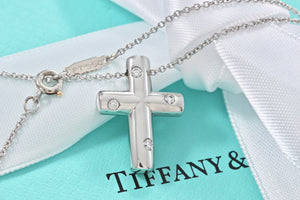 Tiffany & Co. Platinum Diamond Etoile Cross Pendant Necklace