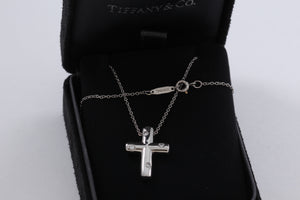 Tiffany & Co. Platinum Diamond Etoile Cross Pendant Necklace