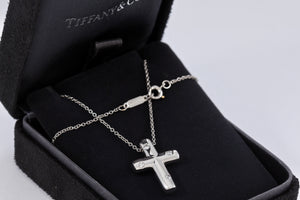 Tiffany & Co. Platinum Diamond Etoile Cross Pendant Necklace