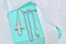 Load image into Gallery viewer, Tiffany &amp; Co. Platinum Diamond Etoile Cross Pendant Necklace
