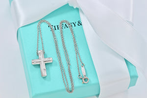 Tiffany & Co. Platinum Diamond Etoile Cross Pendant Necklace