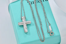 Load image into Gallery viewer, Tiffany &amp; Co. Platinum Diamond Etoile Cross Pendant Necklace
