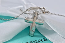 Load image into Gallery viewer, Tiffany &amp; Co. Platinum Diamond Etoile Cross Pendant Necklace
