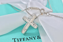 Load image into Gallery viewer, Tiffany &amp; Co. Platinum Diamond Etoile Cross Pendant Necklace
