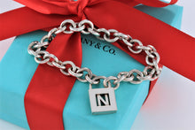 Load image into Gallery viewer, Tiffany &amp; Co. Silver Letter &quot;N&quot; Padlock Bracelet
