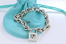 Load image into Gallery viewer, Tiffany &amp; Co. Silver Letter &quot;N&quot; Padlock Bracelet

