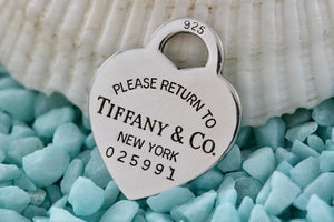 Return To Tiffany & Co. Silver Heart I.D. Charm Pendant 26mm