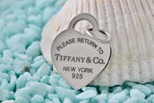 Load image into Gallery viewer, Return To Tiffany &amp; Co. Blue Enamel Lettering Silver Heart Charm Pendant
