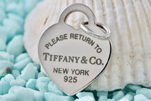 Load image into Gallery viewer, Return To Tiffany &amp; Co. Blue Enamel Lettering Silver Heart Charm Pendant
