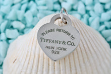 Load image into Gallery viewer, Return To Tiffany &amp; Co. Blue Enamel Lettering Silver Heart Charm Pendant
