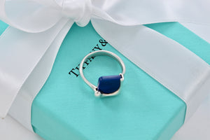 Tiffany & Co. Elsa Peretti Silver Blue Lapis Square Ring