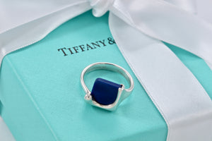 Tiffany & Co. Elsa Peretti Silver Blue Lapis Square Ring