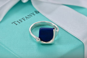 Tiffany & Co. Elsa Peretti Silver Blue Lapis Square Ring