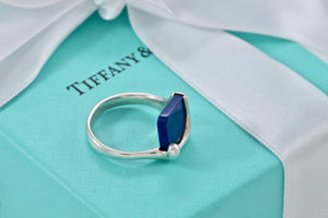 Tiffany & Co. Elsa Peretti Silver Blue Lapis Square Ring