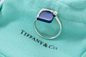 Tiffany & Co. Elsa Peretti Silver Blue Lapis Square Ring