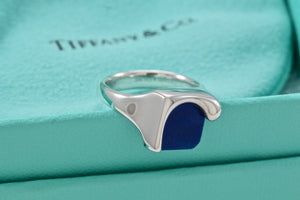 Tiffany & Co. Elsa Peretti Silver Blue Lapis Square Ring