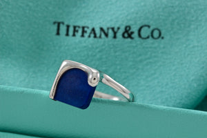 Tiffany & Co. Elsa Peretti Silver Blue Lapis Square Ring