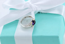 Load image into Gallery viewer, Tiffany &amp; Co. 18K Gold &amp; Silver Amethyst Stone Ring
