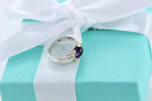 Tiffany & Co. 18K Gold & Silver Amethyst Stone Ring